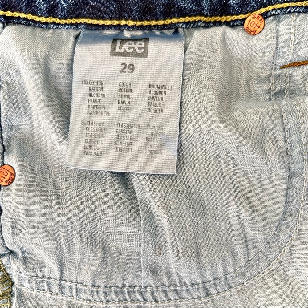 Lee‎ 101+ Heritage Jeans Hair-on-Hide Leather Patch  Blue Tonal Stitch size 29 - Picture 5 of 16